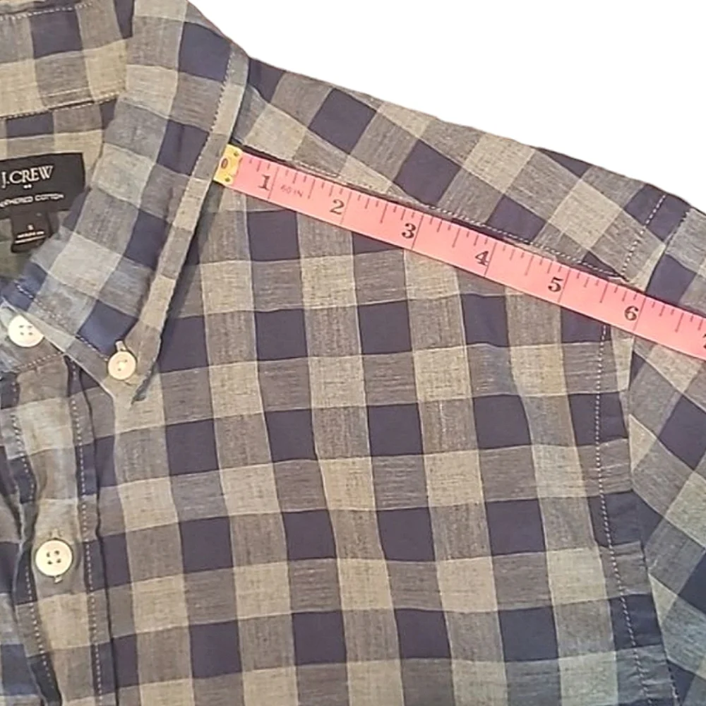 J. Crew Heathered Cotton Plaid Dress Shirt Collared Button Up Checkered Top Sm.